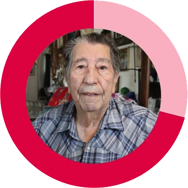 Red circle around elderly man