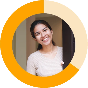Gold circle around young woman
